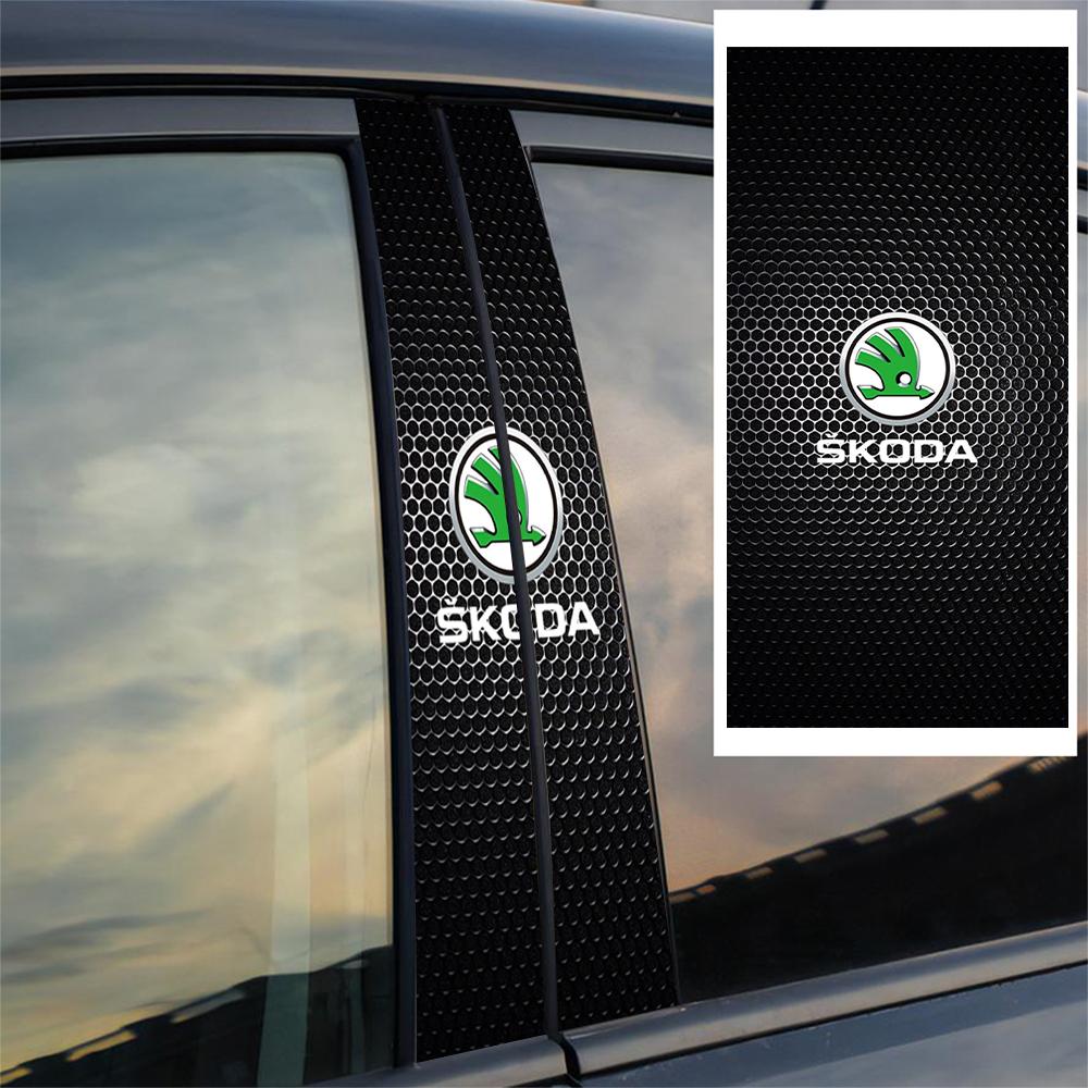 NYDM6 2Pcs Car Center Pillar Scratches Protection Sticker Auto Decal Accessories For Skoda Kodiaq Octavia Enyaq Kamiq Scala Rapid MK2