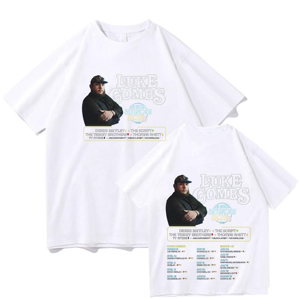 

My Kinda Saturday Night Tour Tshirt Luke Combs Music Tshirt 2025Summer Mens Womens Harajuku Cotton Round Neck Shirt Fan Gift S