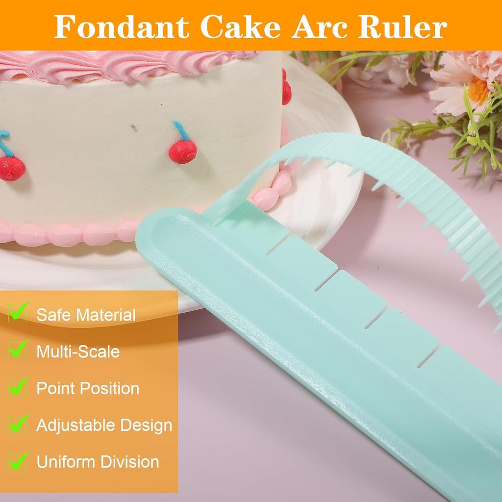 3 Pcs Fondant Cake Arc Ruler, Adjustable Premium Plastic Decorative Marking Divider Cake Framing Tool Round Lace Baking Measuring Pastry Flower