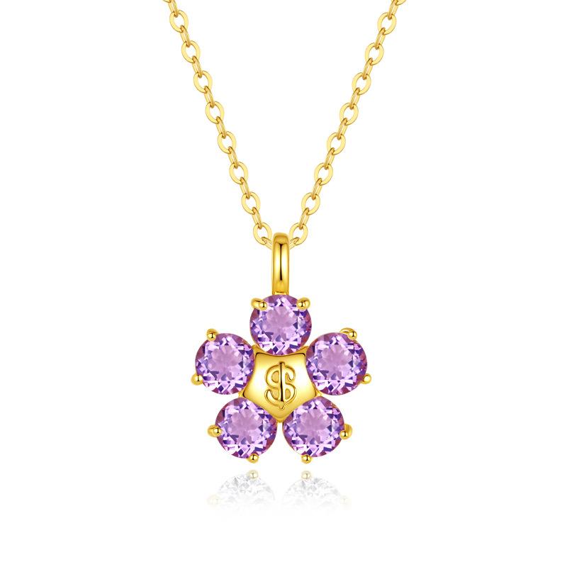 

Natural Color Gem Money Flower Pendant S925 Sterling Silver Necklace Non-fading High-grade Clavicle Chain 925 silver