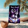1PC Custom Name Penguin Friends Winter Night Beach Towel Highly Absorbent And Sand-Resistant Towel for Swimming, Pool, Yoga, And Travel Lightweight