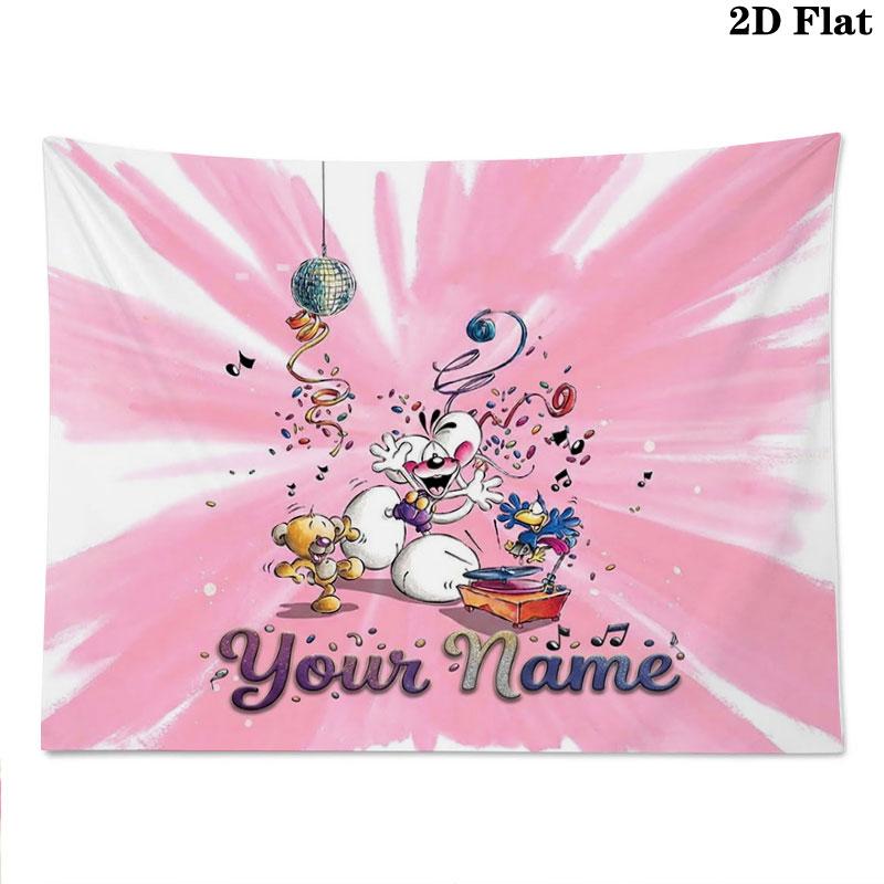 Diddl Custom Name Wall Tapestry Aesthetic Wall Hanging Printed Fabric Blanket Decorative Tapestries for Bedroom Living Room Home Decor