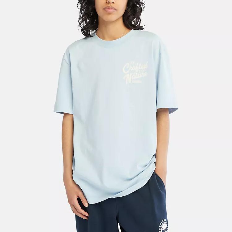 Timberland Letter Print Crew Neck Short Sleeve T-Shirt Unisex Tops Blue A6651-940