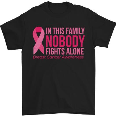 Sensibilisation au cancer du sein Personne ne se bat seul T-shirt homme 100% coton
