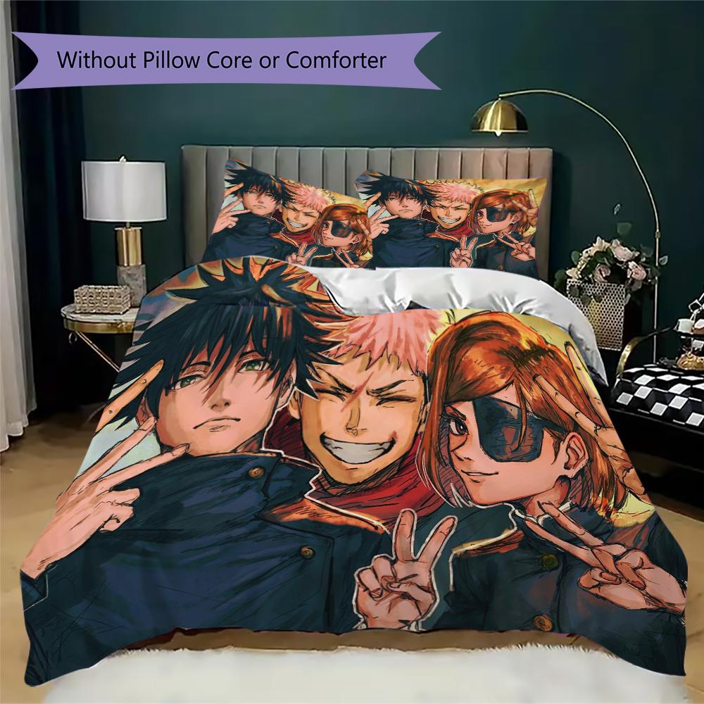 Set Copripiumino con Fantasia Jujutsu Kaisen Copripiumino Federa Decorazione per la Casa Regalo di Compleanno (1 * copripiumino + 2 * federe senza imbottitura)