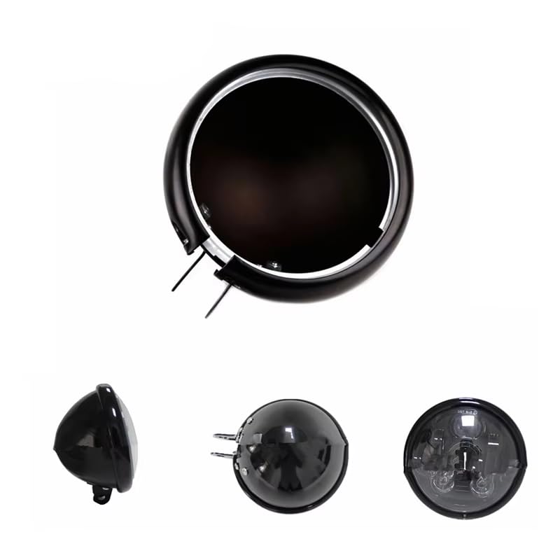 Largoods 5.75" LED Headlight Housing Bucket, 5.75" Motorcycle Headlamp Shell, Round Headlight Cover for Harley Davidson Motorcycles, Black, 1 Piece...