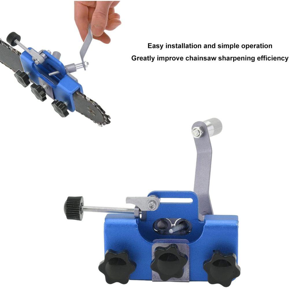 Chainsaw Chain Sharpening Jig, Portable Manual Sharpener for Sharpen with The Hand Crank, Suitable All Kinds of Saws and Electric Saws, Tool Clamp