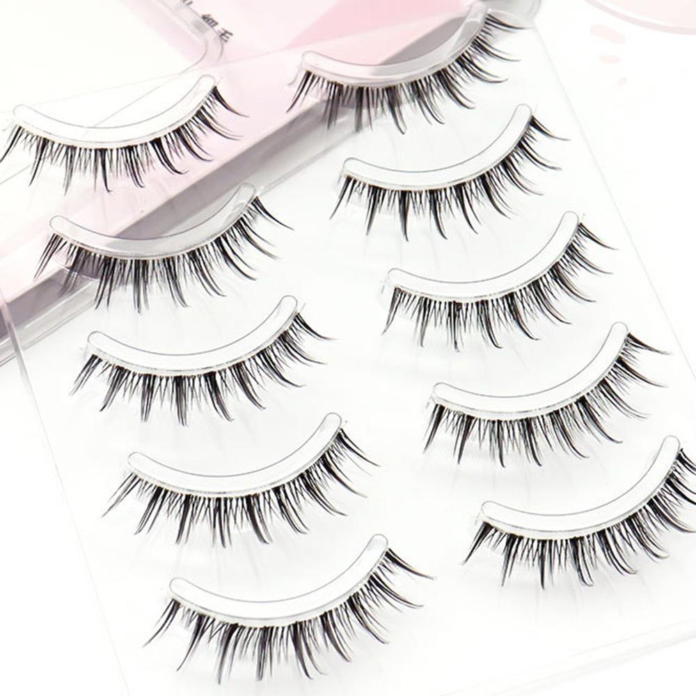 5 Pairs Realistic Curl False Eyelashes Soft Non Irritation Fluffy Eyeslashes for Daily Working or Stage Makeup