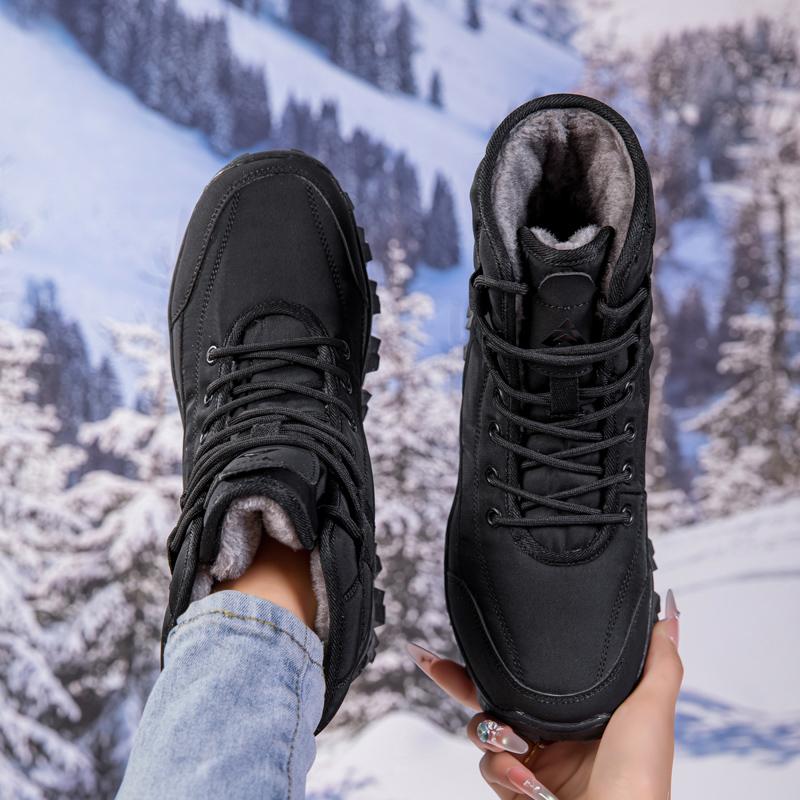 Damen Schneestiefel Hohe Outdoor Sportschuhe Plüsch Warm Baumwollschuhe Rutschfest Gehen Freizeitschuhe Dicke Sohle Verschleißfest