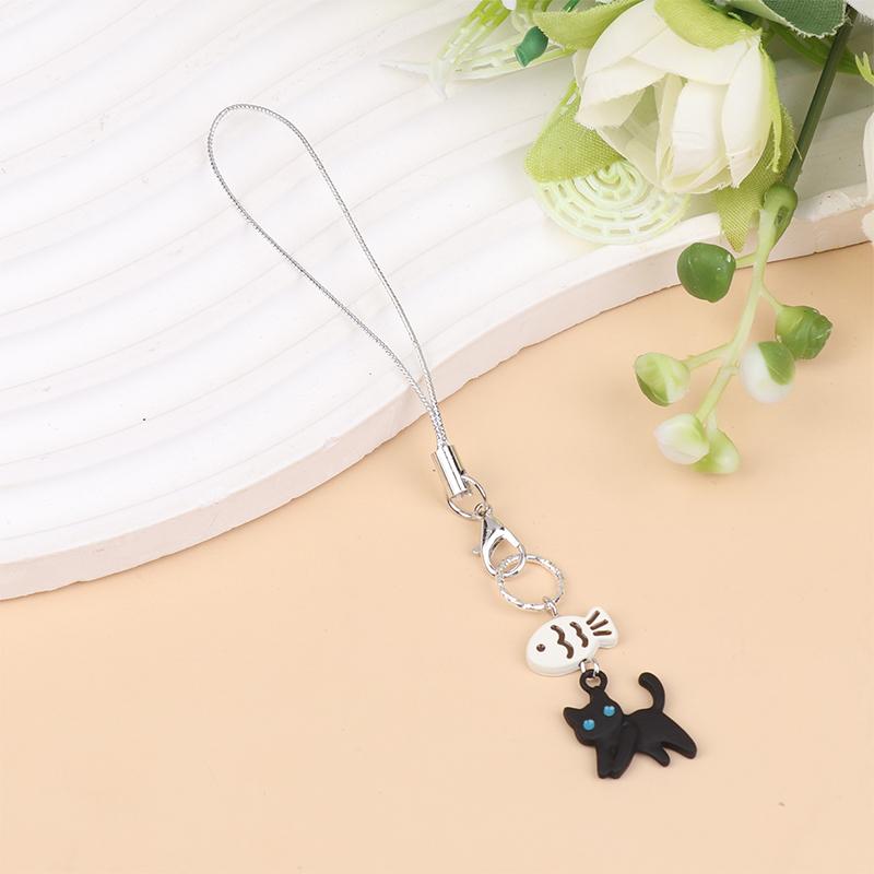 

Черный кот Kawaii Y2K телефонные подвески брелок аксессуары для Ccd камеры наушники школьный портфель висит strap