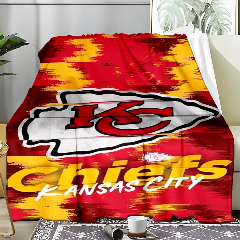 1PC City Chiefs Emblem Printed Soft Flannel Blanket Throw for Adult Bedroom Living Room Sofa Camping Travel Fan gifts Christmas Gifts