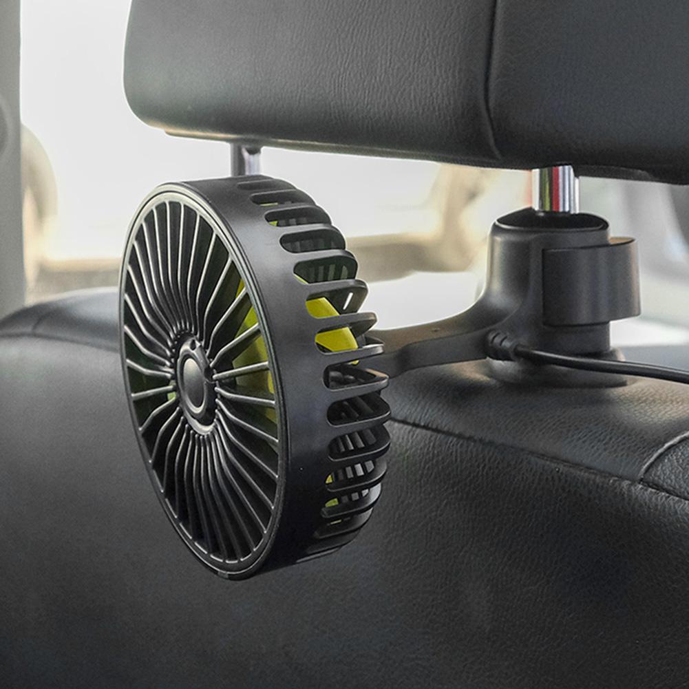 USB Car Seat Headrest Fan 360 Rotatable Cooling Backseat Fan Vehicle Rear Headrest Fan Summer Accessories for Sedan SUS RV Truck
