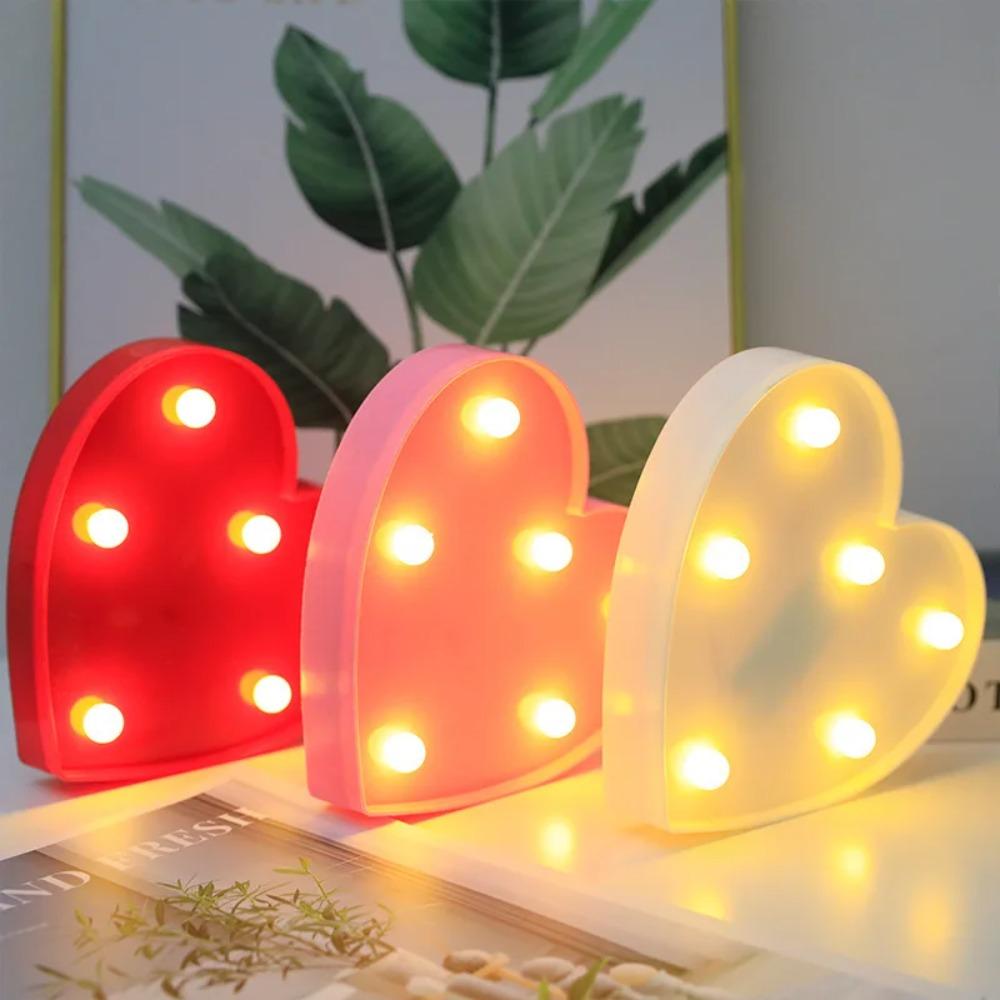 Romantic Night Light Ornament Red Pink Heart Marquee Table Lamp Love Heart LED Lamp  Anniversary