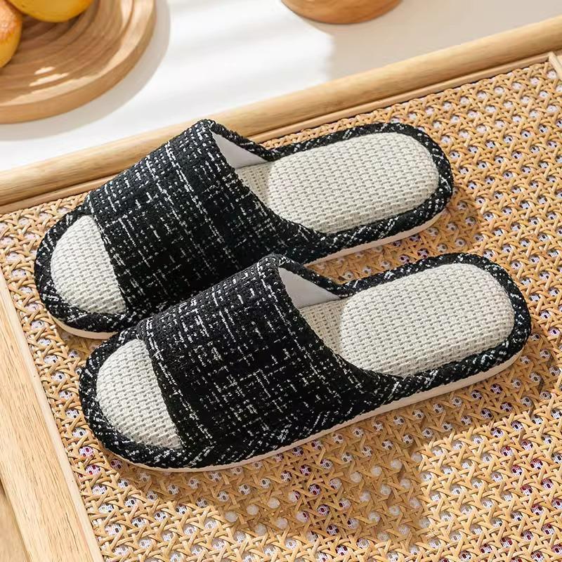 Linen Couple's Slippers Indoor Home Household Women Slippers Cotton Linen Couples Anti-slip Slippers Floor Mute Sandals Slippers