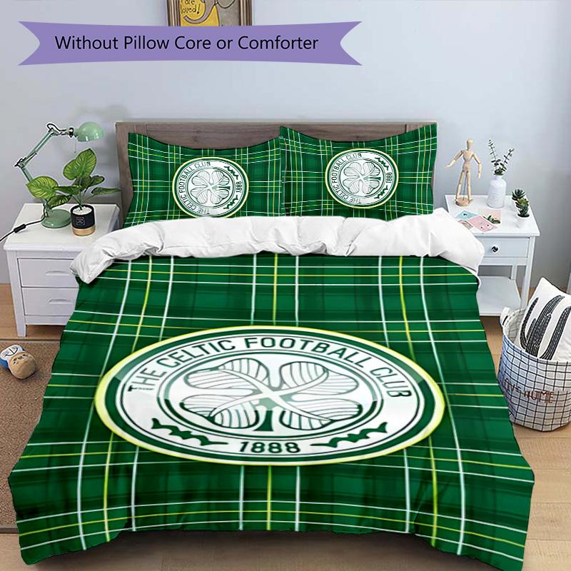 Celtic FC 3-częściowy komplet pościeli Poszewka na kołdrę Zapięcie Zawiera 1 poszewkę na kołdrę i 2 poszewki na poduszki na wszystkie pory roku Dekoracja sypialni, domu, akademika