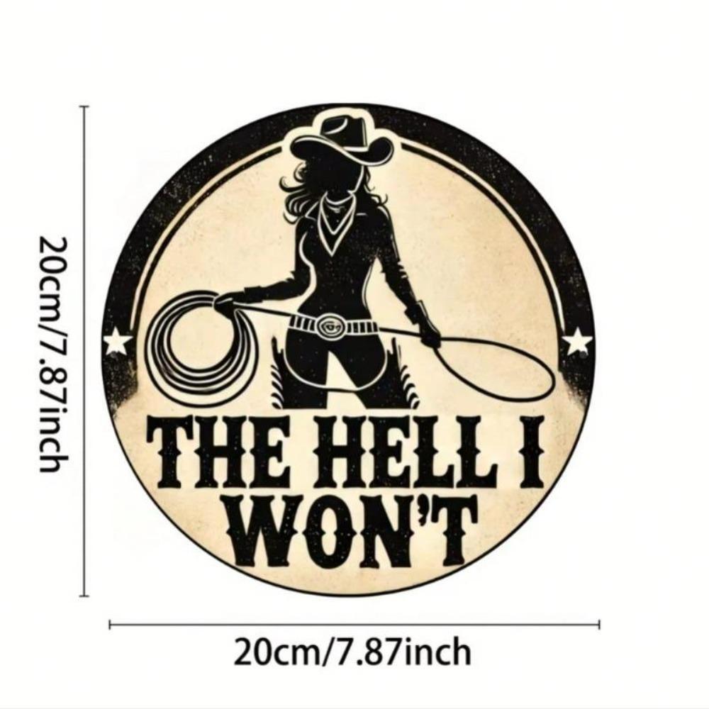 Cowgirl Vintage Tin Sign Western Wall Decor Aluminum Round Art