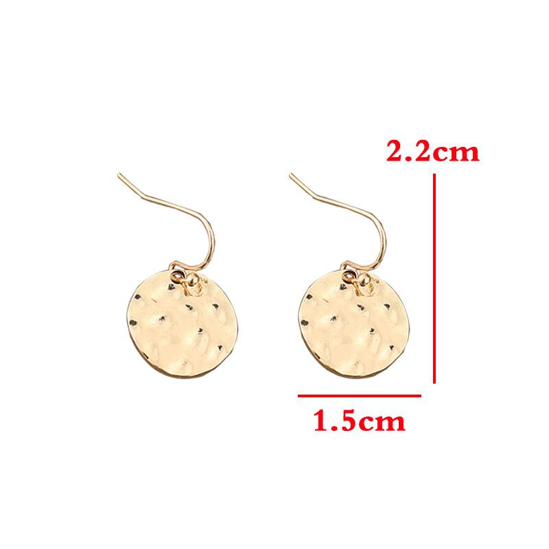 Minimalistische Persönlichkeit Runde Ohrringe Vintage Goldfarbe Metall Kleine Waffel Hängeohrringe für Frauen Schmuck