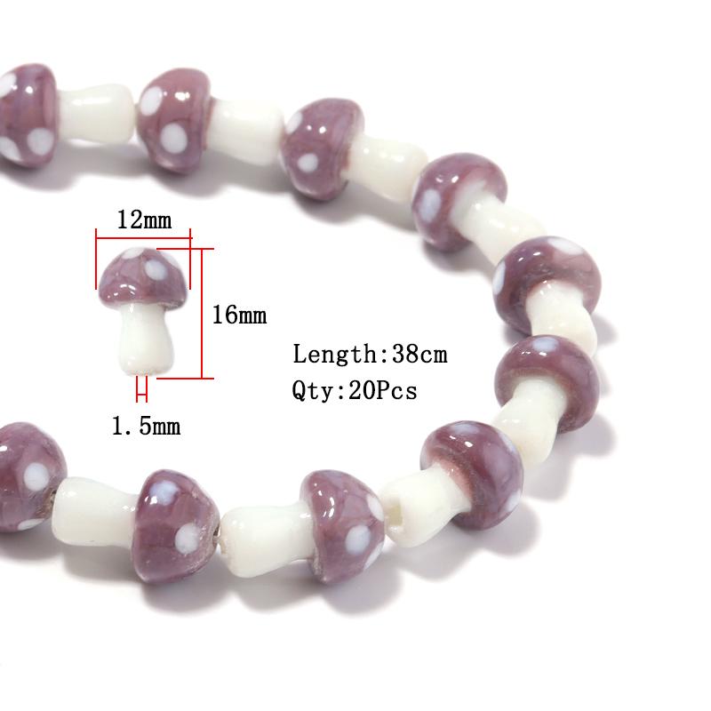 10-20Pcs 16x12mm Liuli Silica Lampwork Mushroom Beads Colourful Loose Glass Beads For Needlework DIY Jewelry Making Accessories