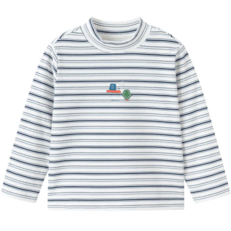 Balabala Boys' Winter Striped Long Sleeve Tee