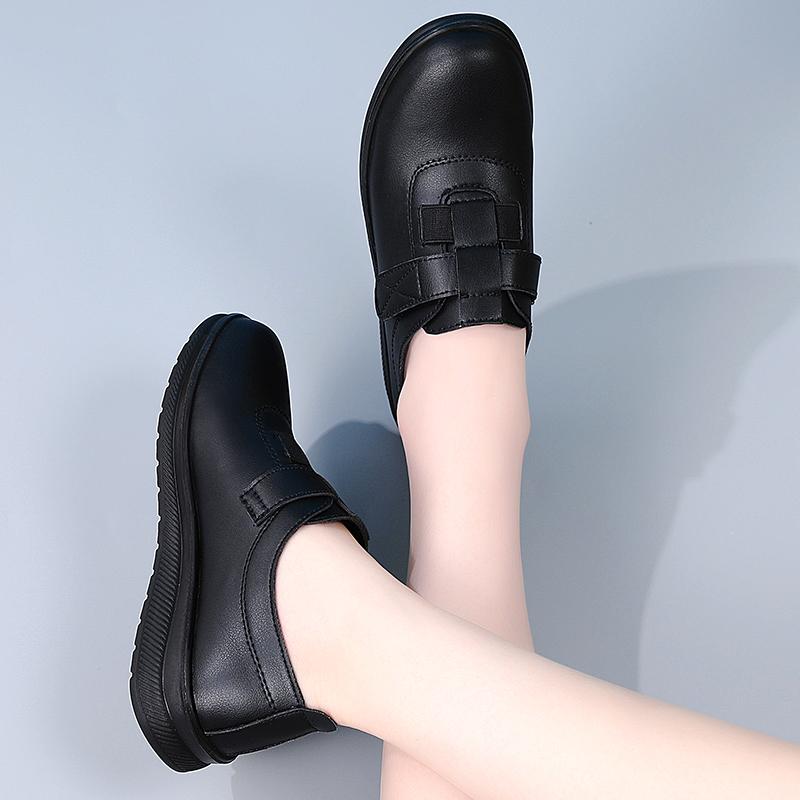 Women's Black Loafers Moccasins Casual Slip On Walking Shoes for Mother Plus Size