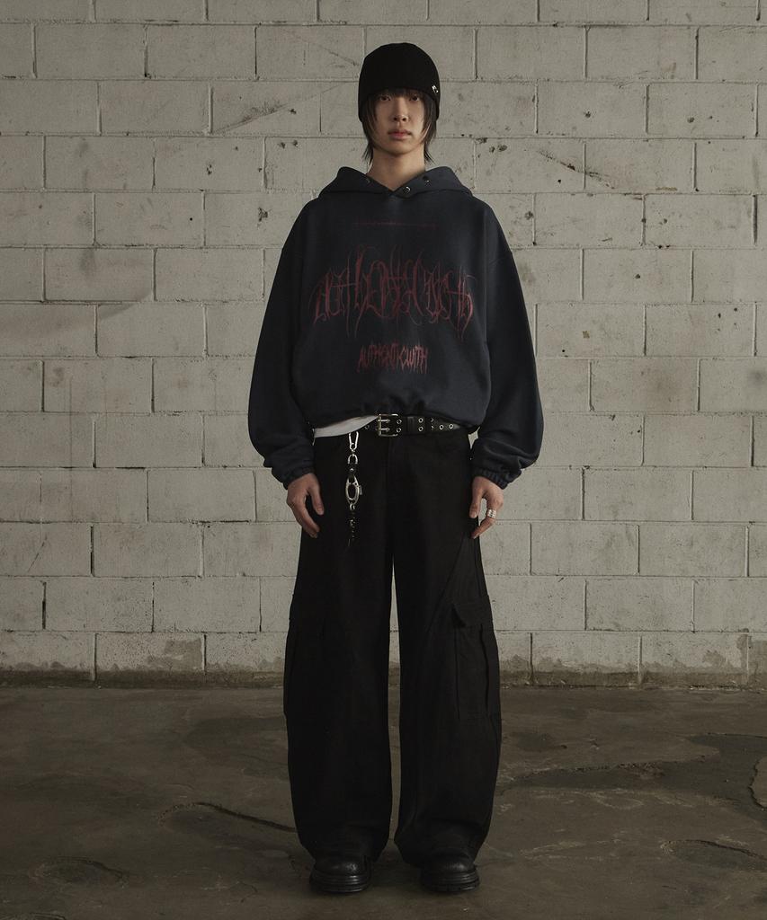 Devil Over Boxy Hoodie - Navy