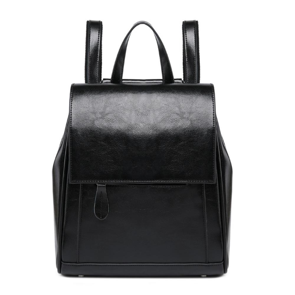 Women's Leather Backpack Versatile Oil Wax Cowhide Backpack