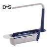 Telescopic Sink Storage Rack Large Capacity Adjustable Design Ventilated Hollow Kitchen Sink Drain Rack with Towel Hanger
