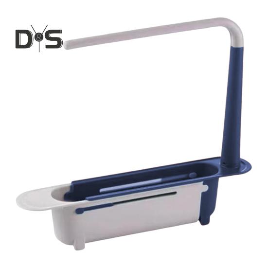 Teleskopický úložný stojan na dřez Velkokapacitní Nastavitelný design Větraný Dutý Odkapávač na kuchyňský dřez s držákem na ručníky