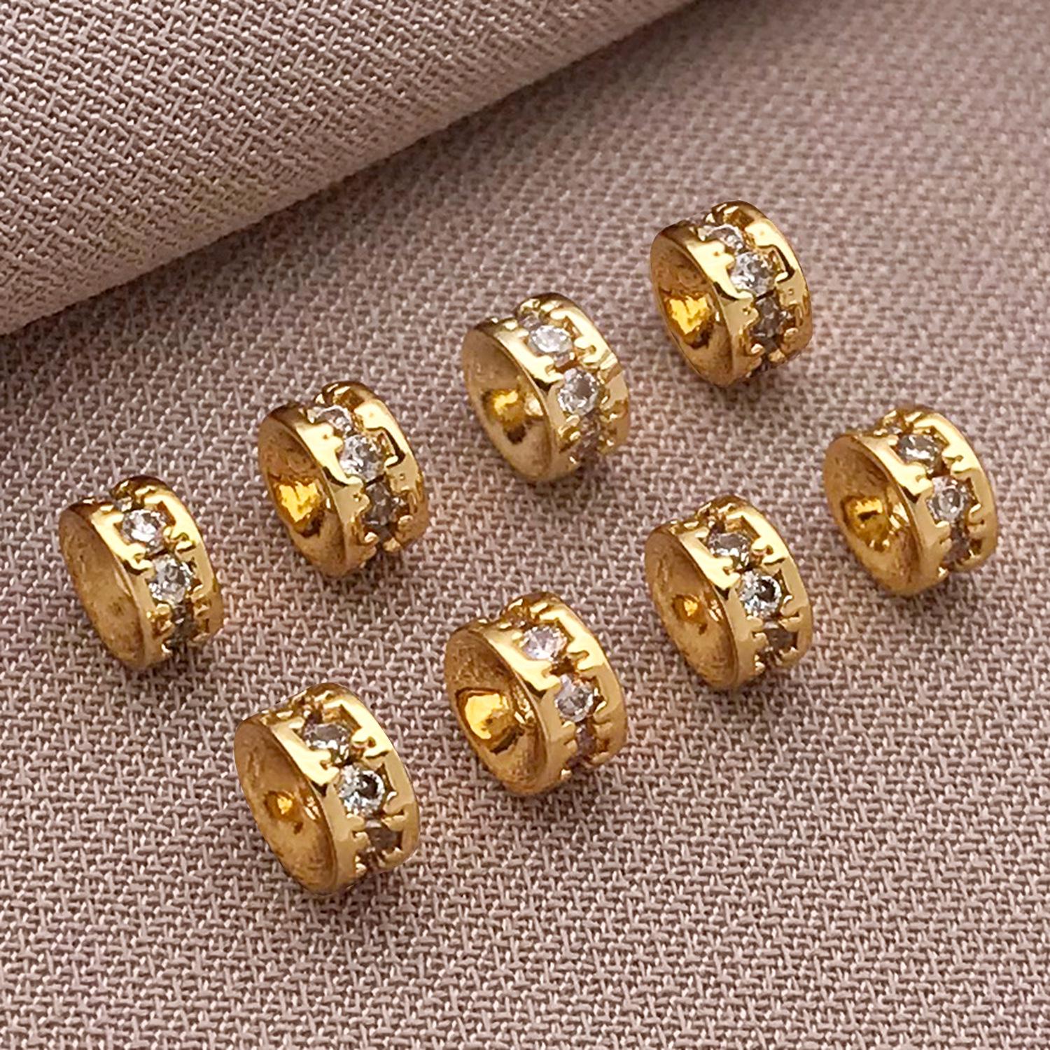 

18k Позолочений Циркон Мікро-Паве Намистини Спейсер Колесо DIY Аксесуари для Браслета