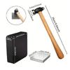 3Pieces Essential Jewelry Tool Set Silicone Mat Wood Base Iron Hammer Suitable for Accurate Projects Mobile Crafting