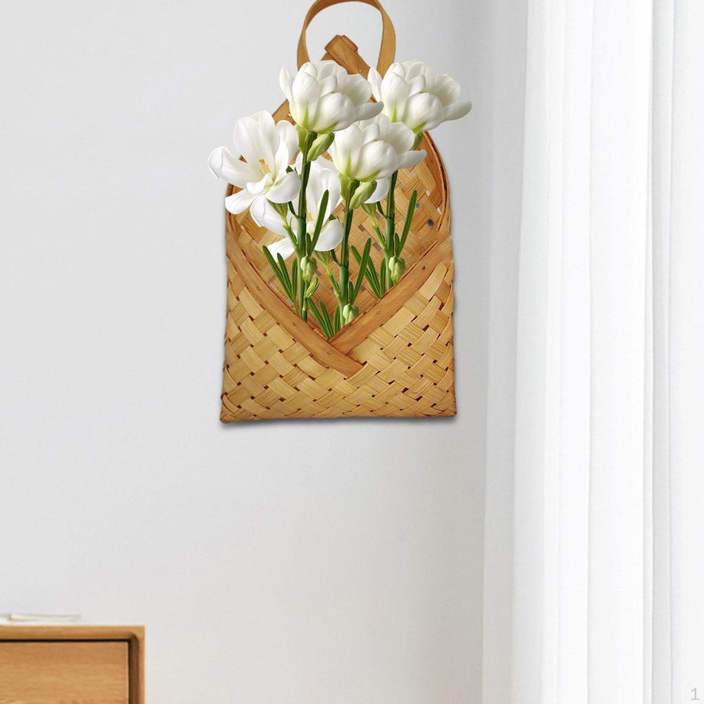 Corner Storage Basket Flower Pantry Home Wall Mounted Kitchen Handmade Garden Decorative