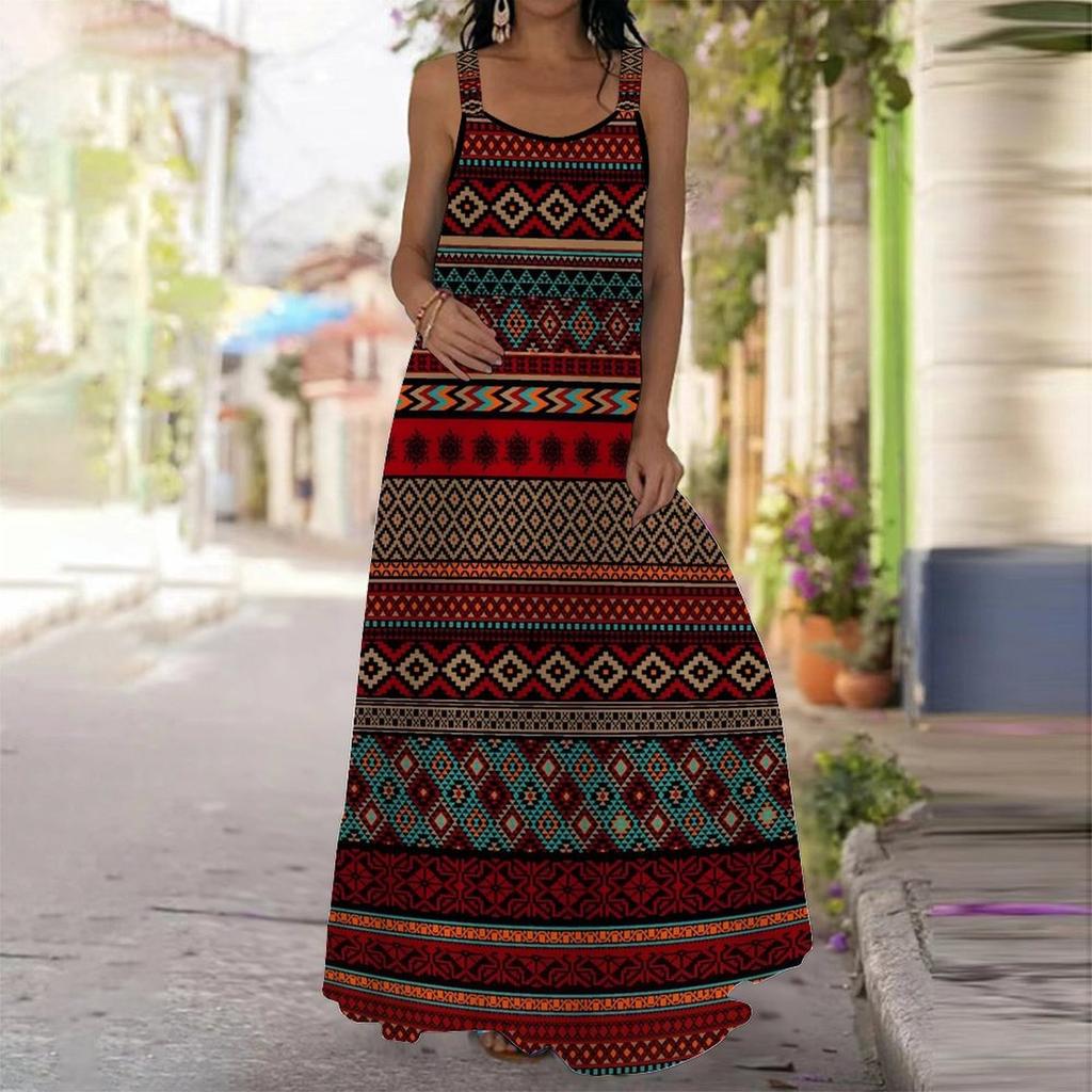 Women's Slip Dress Maxi Long Dress Geometric Art Print Dress Spring & Summer Leisure Vacation