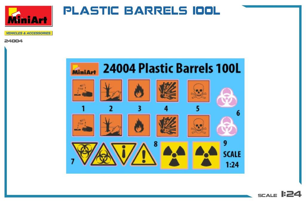Miniart 1/24 Scale Plastic Barrel 100L Plastic Model MA24004