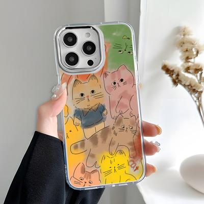Applicable To iPhone17ProMax Oil Painting Cute Kitten Soft Case Mobile Phone Case Apple 16Pro Large Hole Anti-drop