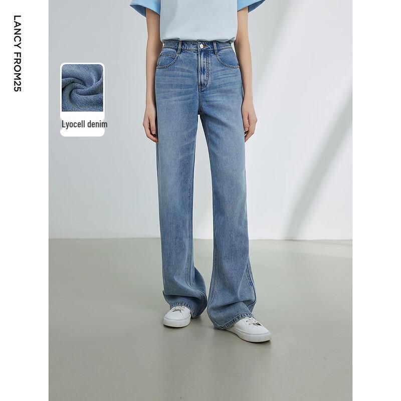 Langzi Retro High-Waist Straight-Leg Jeans