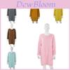 Cozy Autumn Winter Women Dress With Long Sleeves And Round Neck For Casual Wear