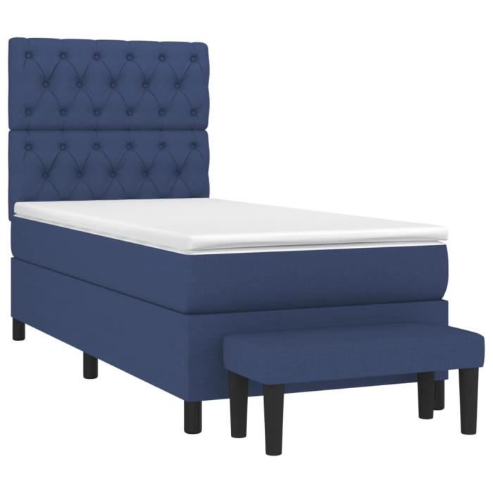3136795 vidaXL Lit à sommier tapissier avec matelas Bleu 80x200 cm Tissu