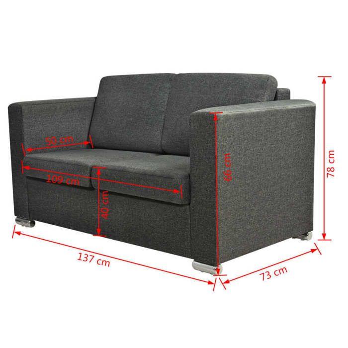 Ensemble de canapés - vidaXL - 2 pièces - Tissu - Gris foncé - Confort moelleux
