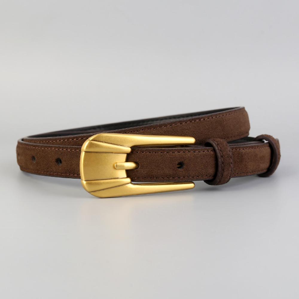 

Pure Color Slim Waist Belt Suede Leather Decorative Belt Fashion Cowboy Belt for Women Skirt Jeans кавовий