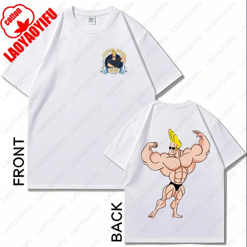 Johnny Bravo Fitness Graphic Shirt Retro Unisex Cotton Funny Teeshirt Casual Wear Birthday Present 80s 90s Hipster Adult Tops