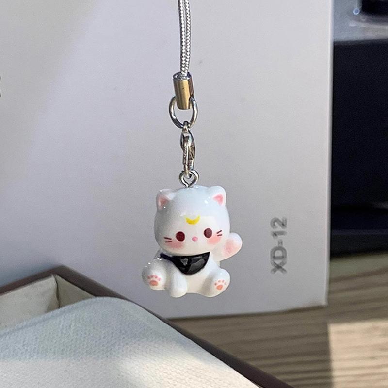 Cute Cat Phone Strap Lanyards 3D Cartoon Kitten Phone Charms Cellphone Case Earphone Case Bag Pendants Keychain Accessories
