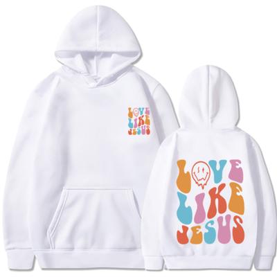 Love Like Jesus Hip-hop Hoodie Print Sweatshirt For Women Oversize Fleece Big Size Street Style Sweater