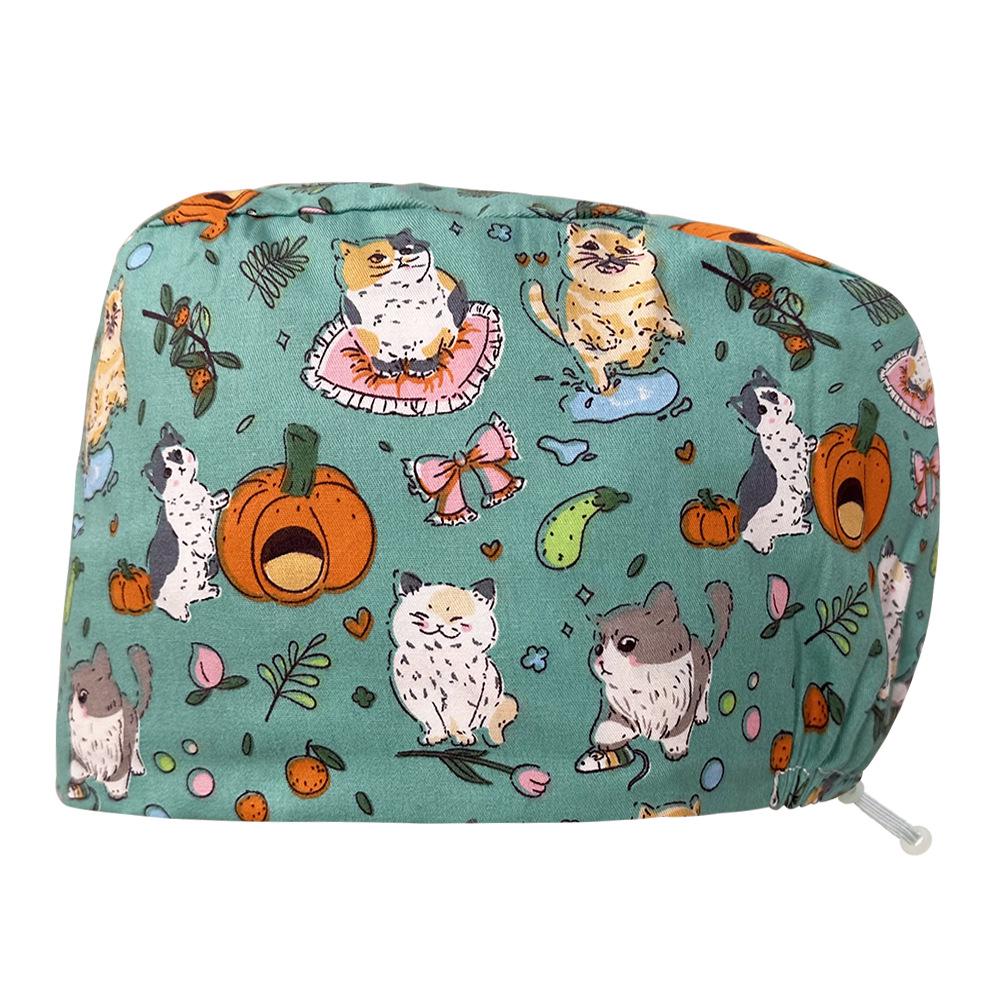 Floral Snap-Button Surgical Cap for Nurses and Doctors