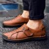 Spring and Summer Plus Size Men's Shoes Casual Leather Shoes Genuine Leather Slip On Outdoor Shoes Soft Sole Shoes Youth All-Matching Shoes