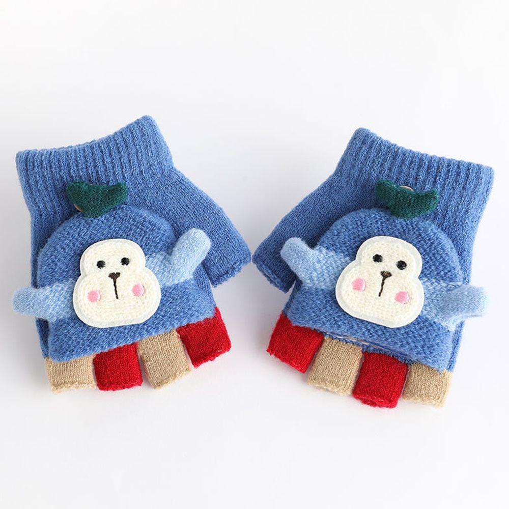 protection Kids Fingerless  Gloves Knitted Gloves Clamshell Half Finger Gloves Winter Warm Mittens