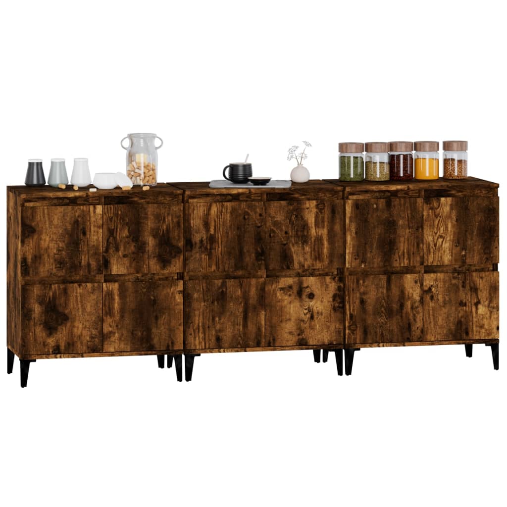 Sideboards 3 pcs Smoked Oak 60 x 35 x 70 cm Engineered Wood
