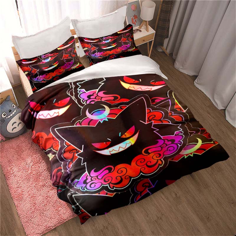 

New 2026 Gengar-themed Duvet and Pillowcases – Suitable for Single, Double, King, and Queen Beds. 135x200cm