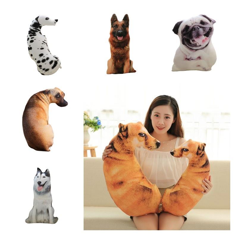 Creative 3d Simulation Dog Pillow, Plush Toy Dog Stuffed Animal For Kids, Short Plush Fabric, Pp Cotton Filling, Various Sizes And Colors