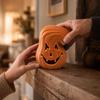 Spooky Pumpkin Ornament with Cutout Face | Speckled Orange Finish, JackO'Lantern Ornaments, for