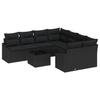 VidaXL Ensemble de canapé de jardin 9 pièces avec coussins en poly rotin noir 3346663